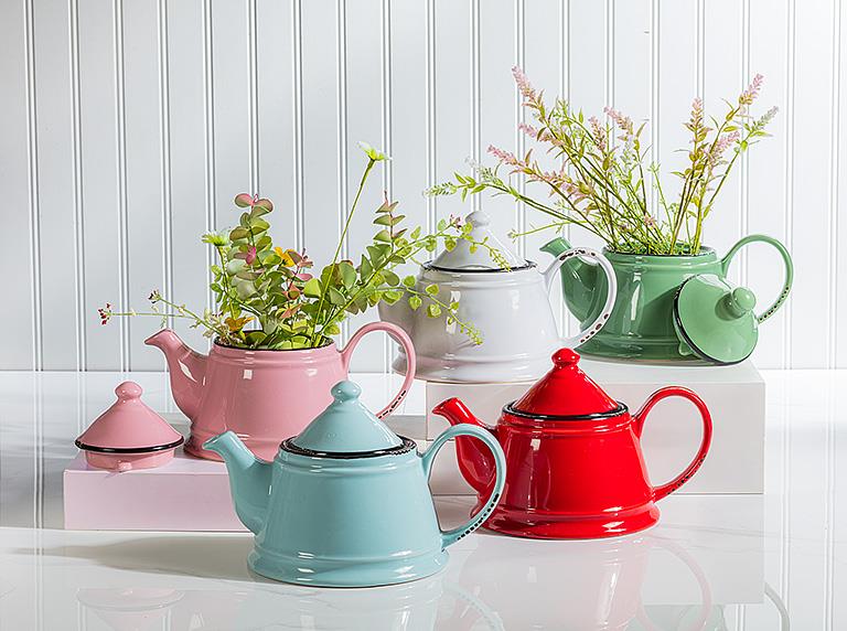 Red Stoneware Teapot