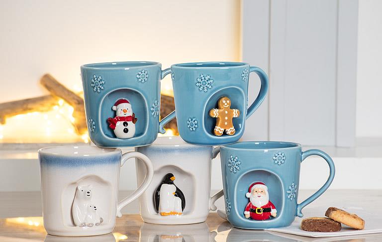 Snowflake Mug with Santa