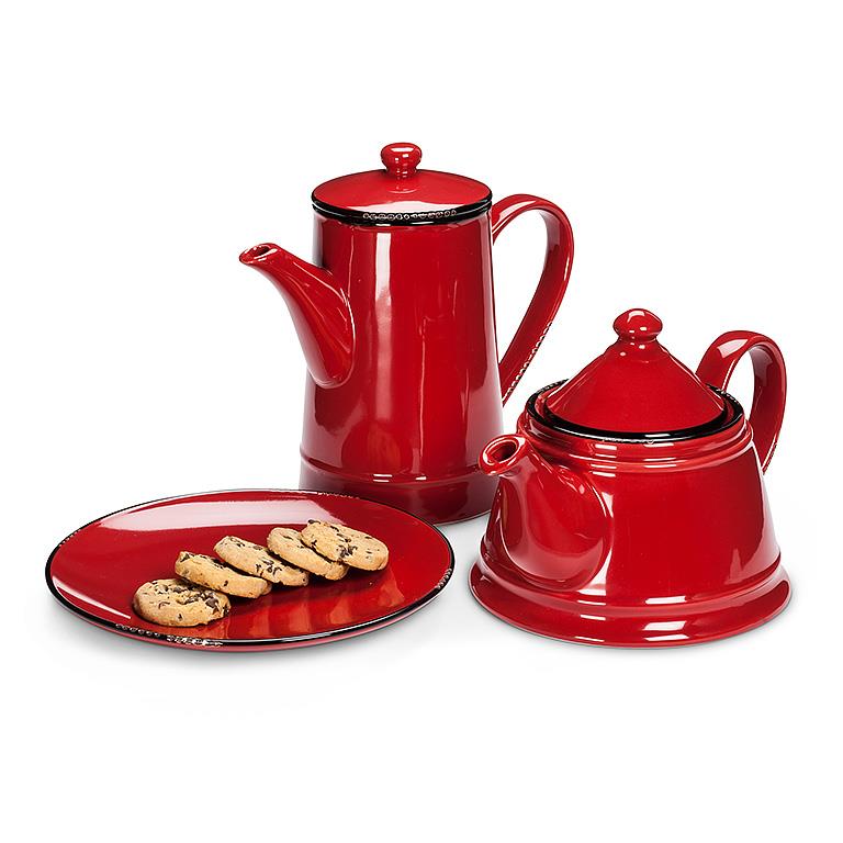 Red Stoneware Teapot