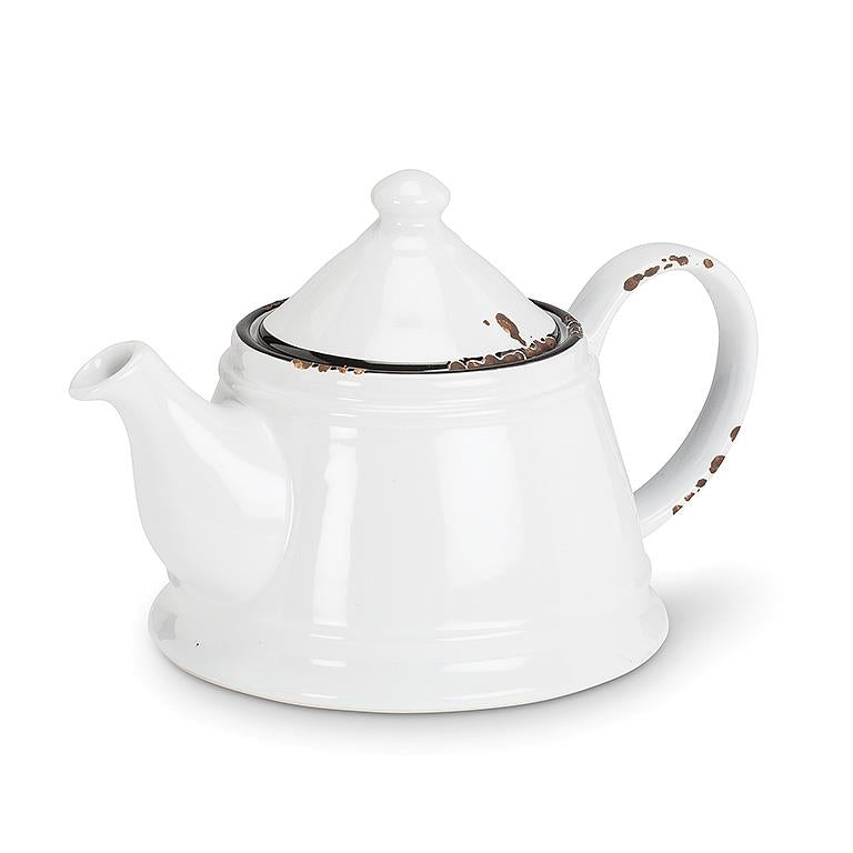 White Stoneware Teapot