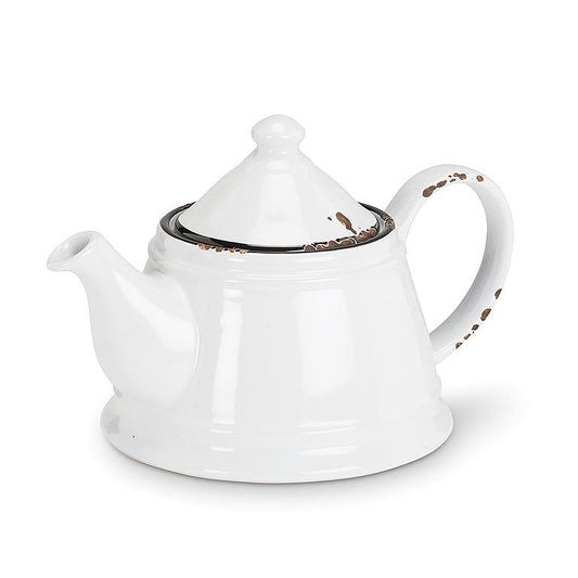 White Stoneware Teapot