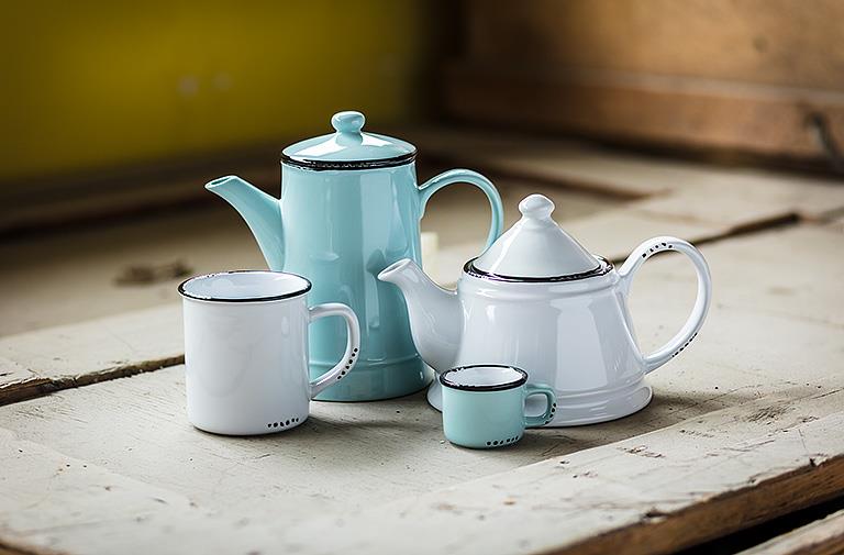 White Stoneware Teapot