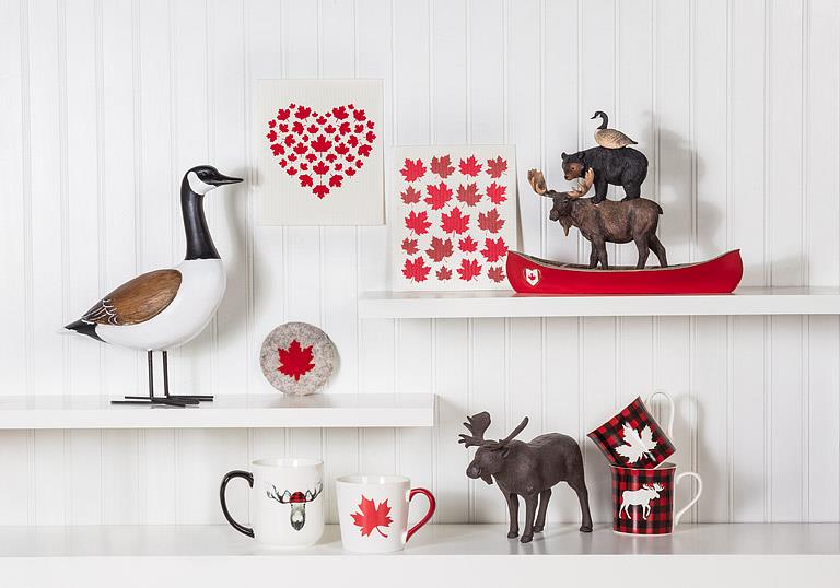 Stacked Winter Animals in Canoe