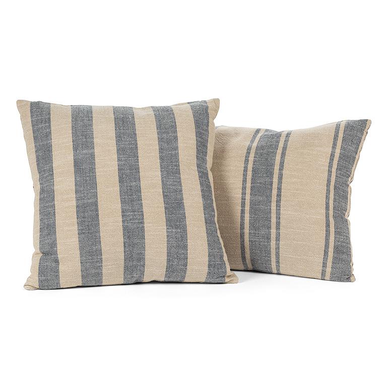 Natural & Blue Stripe Cushion