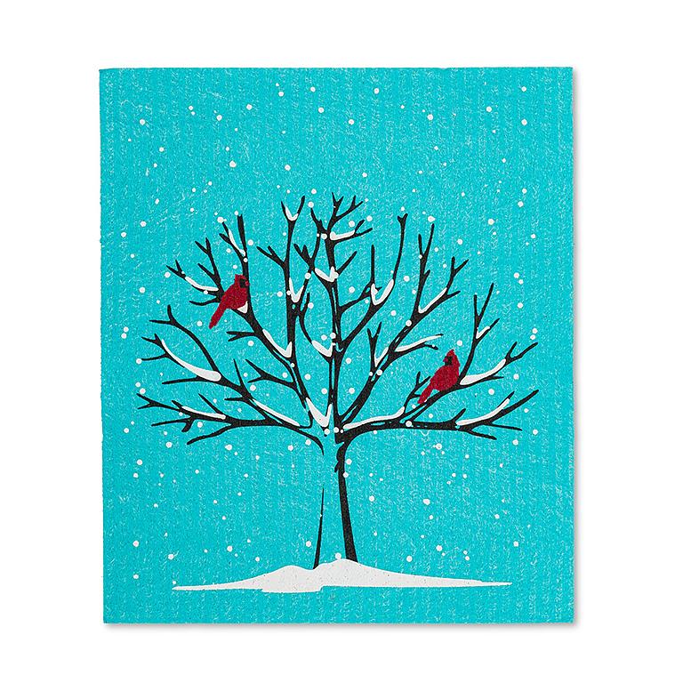 Cardinal & Tree Dishcloths. Set of 2