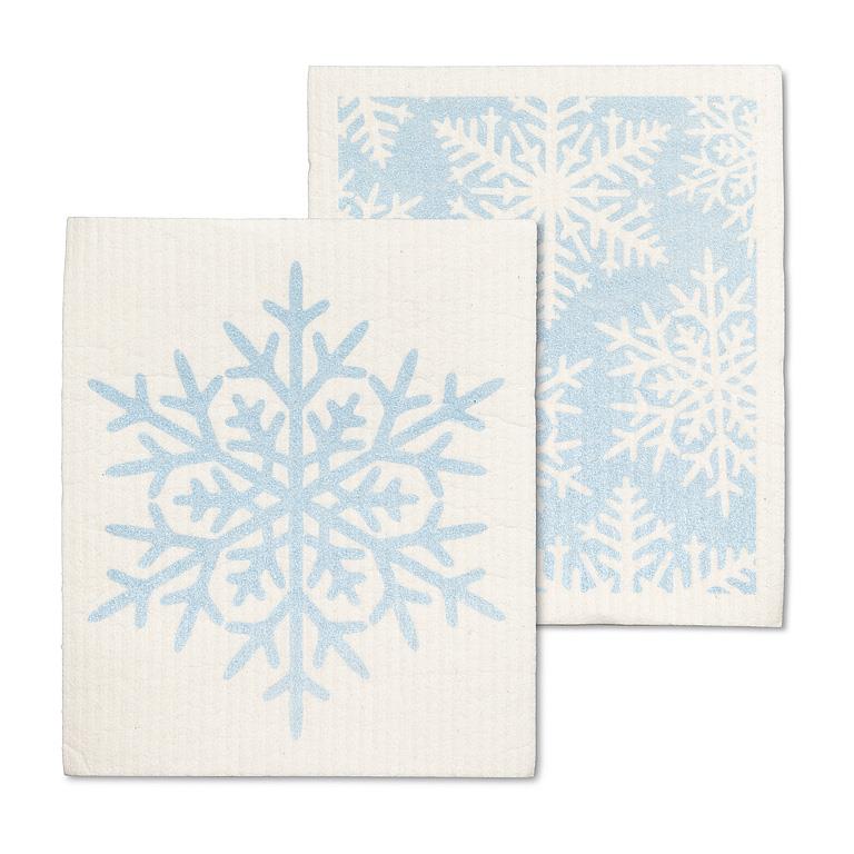 Glitter Snowflake Dishcloths. Set of 2